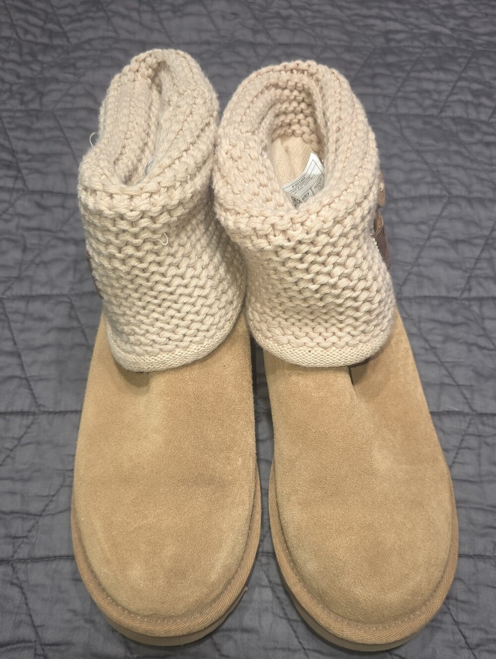 UGG Shaina Knit & Suede Cuff Boots Chesnut Women's Size 6